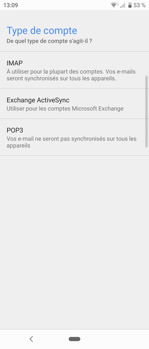 Sélectionnez Exchange ActiveSync