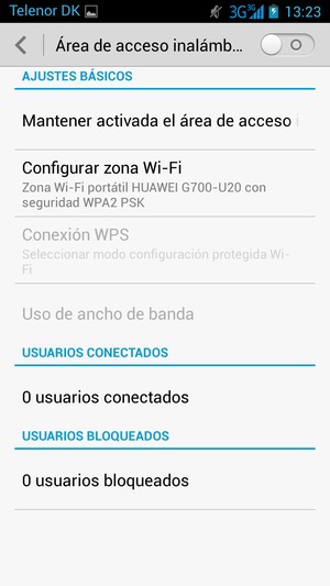 Seleccione Configurar zona Wi-Fi