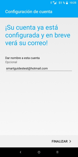 Déle a su cuenta un nombre y seleccione FINALIZAR