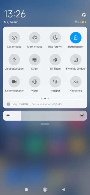 Slå på Batterisparer