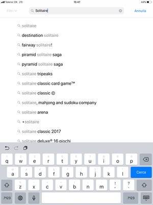 Inserisci il nome dell'app e seleziona Cerca