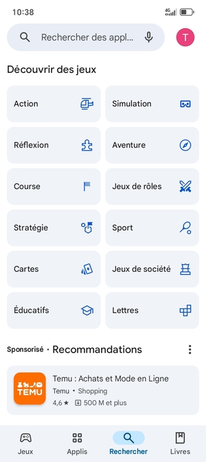 Sélectionnez la barre de Recherche