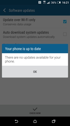 If your phone is up to date, select OK