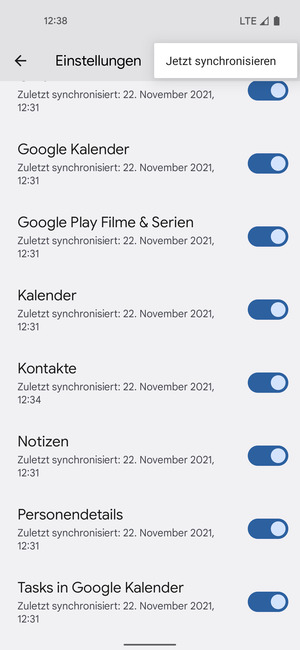 Wählen Sie Jetzt synchonisieren