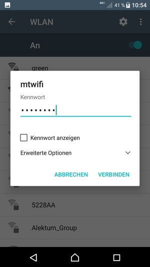 Geben Sie das WLAN-Passwort ein und wählen Sie VERBINDEN