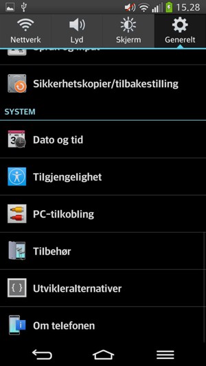 Bla til og velg Om telefonen