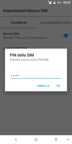 Inserisci Nuovo PIN della scheda SIM e seleziona OK