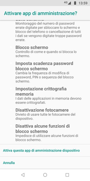 Scorri e seleziona Attiva questa app di amministrazione dispositivo
