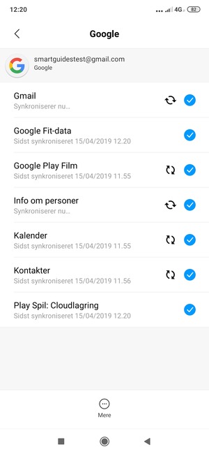 Dine oplysninger vil blive synkroniseret