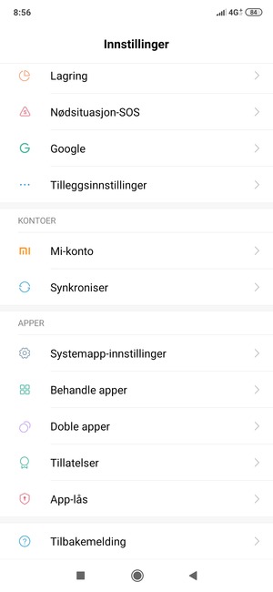 Bla til og velg Synkroniser