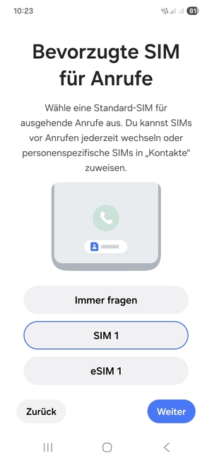 Wählen Sie die gewünschte Option und wählen Sie Weiter