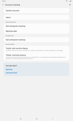 Seleziona Gestisci account