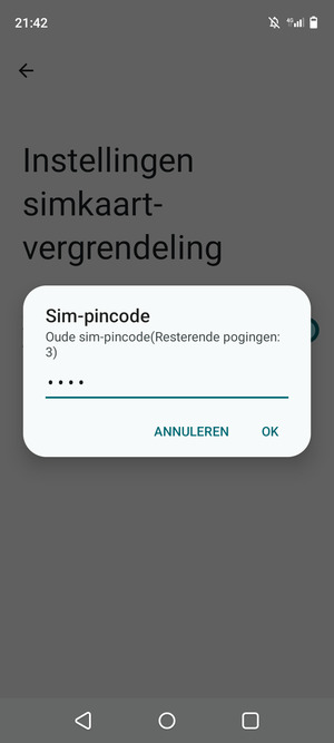 Voer uw Oude sim-pincode in en selecteer OK