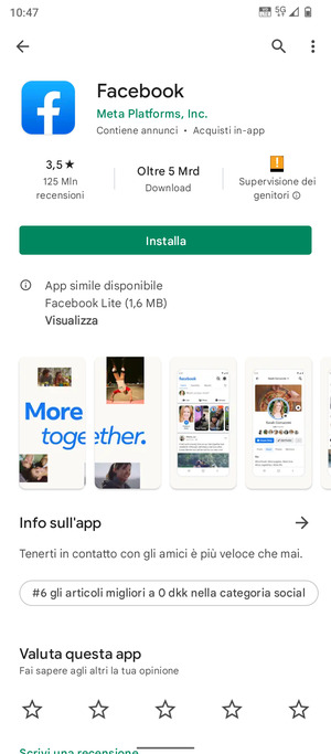Seleziona Installa