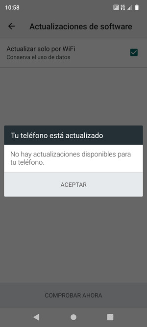 Si su teléfono está actualizado, seleccione ACEPTAR