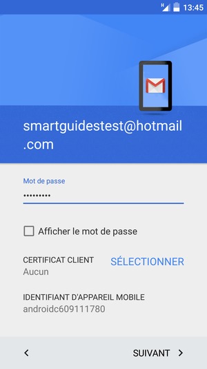 Saisissez votre Mot de passe et sélectionnez SUIVANT