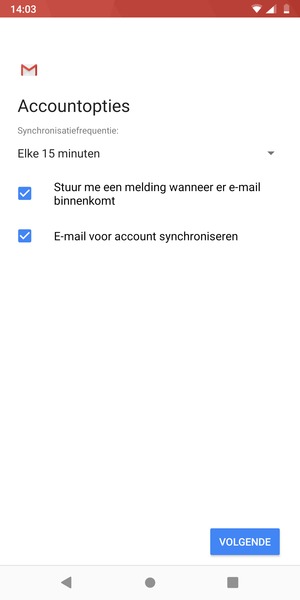 Selecteer VOLGENDE