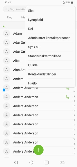 Vælg Administrer kontaktpersoner