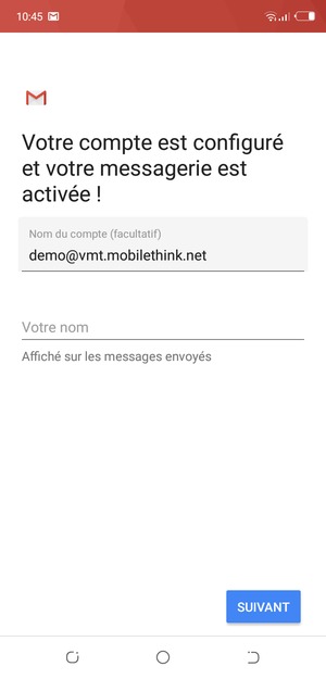 Donnez un nom à votre compte et saisissez votre nom. Sélectionnez SUIVANT