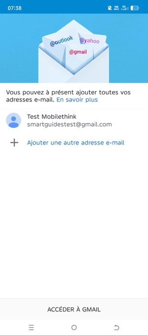 Sélectionnez ACCÉDER Á GMAIL