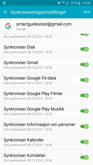 Forsikre deg om at Synkroniser Kontakter er valgt