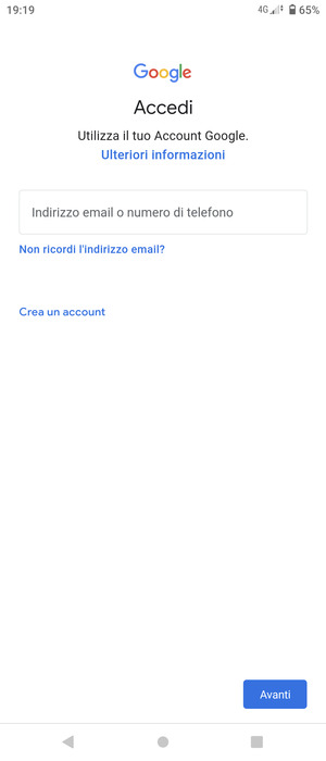 Inserisci il tuo indirizzo Gmail e seleziona Avanti