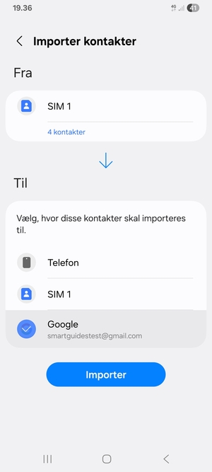 Vælg Importer