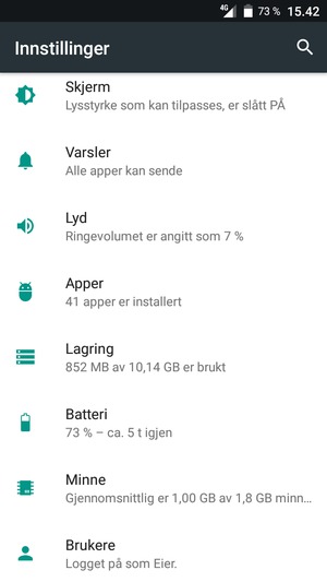 Gå tilbake til Innstillinger-menyen og bla til og velg Batteri