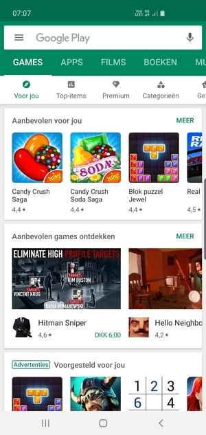 Selecteer de zoekbalk