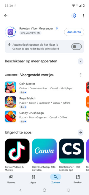 Wacht tot het installatieproces beëindigd is