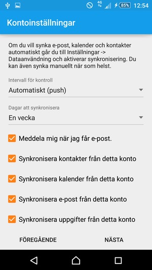 Välj NÄSTA