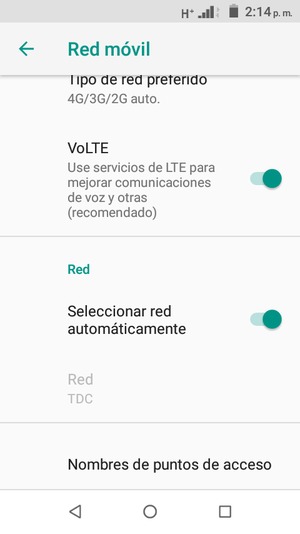 Desactive Seleccionar red automáticamente
