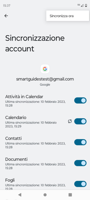 Seleziona Sincronizza ora