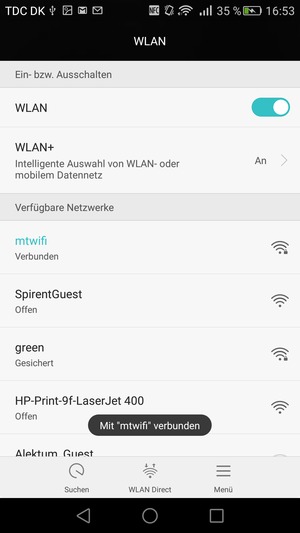Sie sind nun mit dem WLAN-Netzwerk verbunden