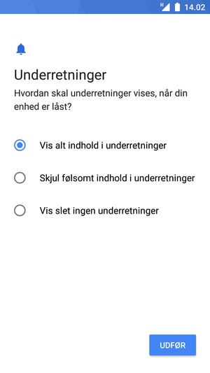 Vælg din foretrukne mulighed og vælg UDFØR