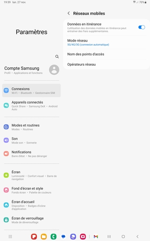 Activer ou désactiver Data roaming