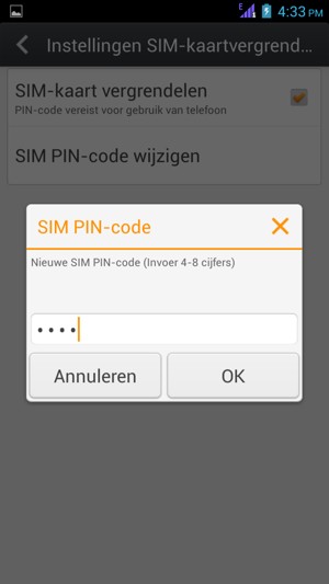 Voer uw Nieuwe SIM PIN-code in en selecteer OK