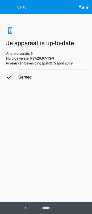 Als uw telefoon up-to-date is, selecteert u Gereed