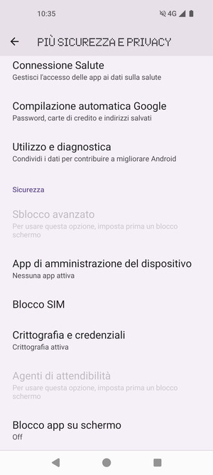 Scorri e seleziona  Blocco SIM
