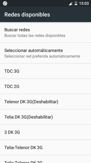Seleccione un operador de red de la lista