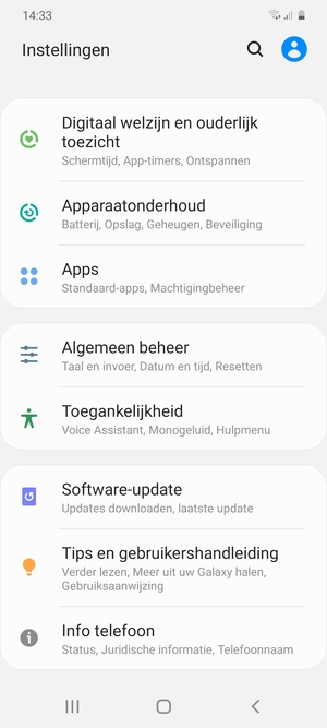 Scroll naar en selecteer Software-update