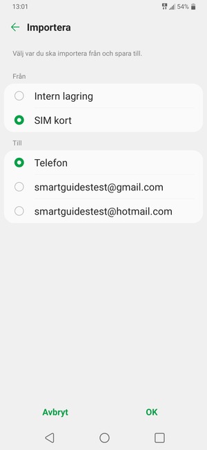 Välj SIM kort