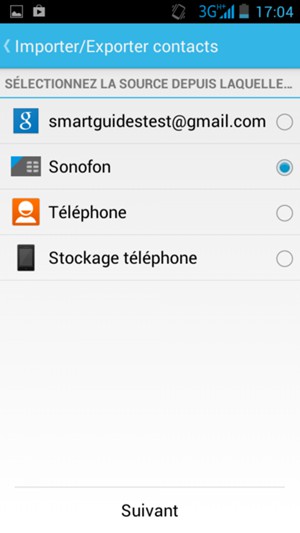 Sélectionnez la carte SIM puis Suivant