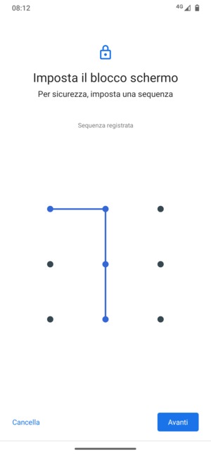 Disegna una sequenza di sblocco e seleziona Avanti