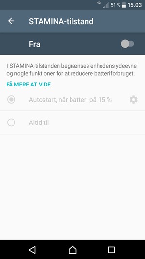 Aktiver STAMINA-tilstand