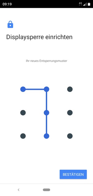 Zeichnen Sie das Entsperrmuster erneut und wählen Sie BESTÄTIGEN