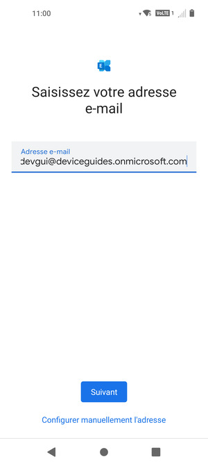 Saisissez votre adresse e-mail et sélectionnez Configurer manuellement l'adresse