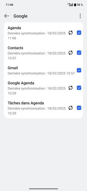 Assurez-vous que Contacts est sélectionné