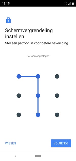 Teken een ontgrendelingspatroon en selecteer VOLGENDE