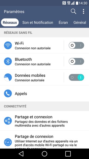 Sélectionnez Général